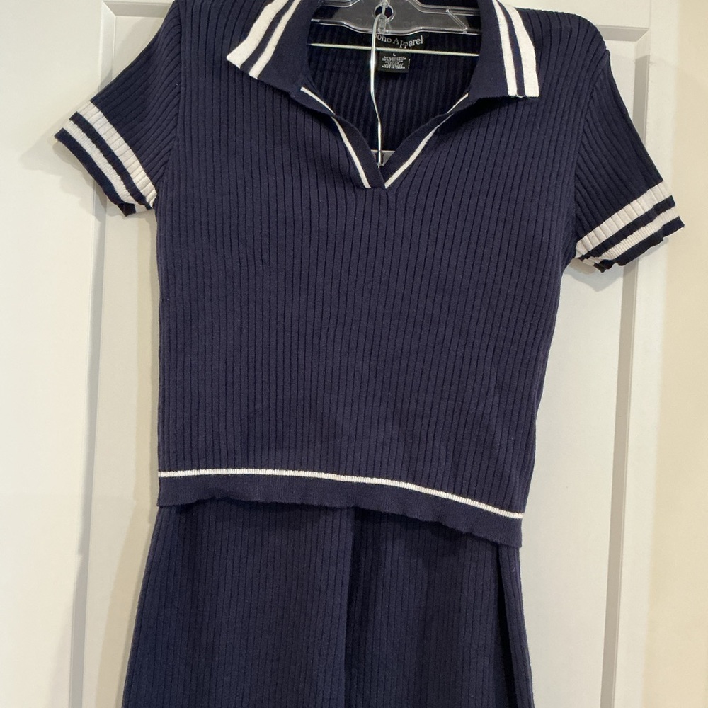 Soho Apparel Navy Knit 2 piece pant set extra stretchy